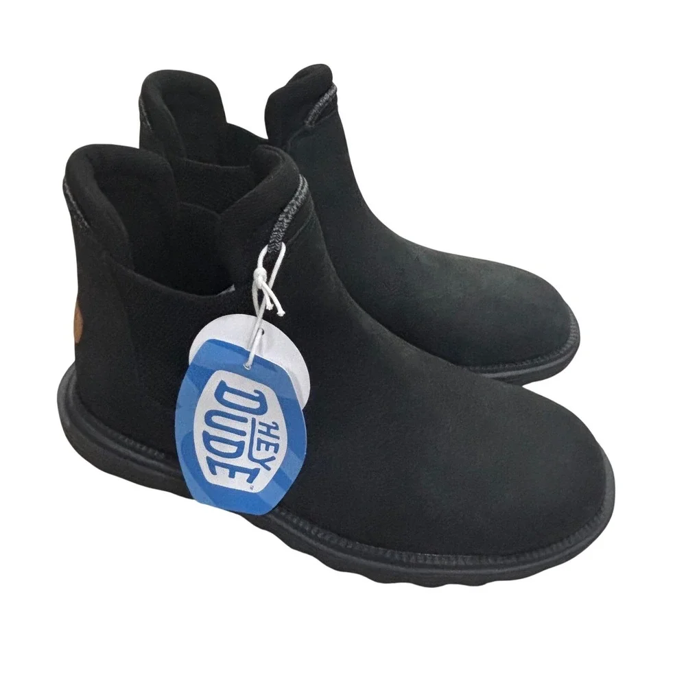 Hey Dude Branson‎ Boot M Craft Leather Black Mens Size 7 Chelsea Boots 40187-001